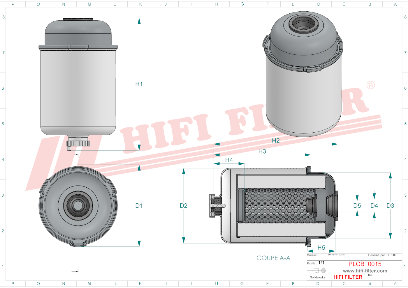 Schema tecnico Filtro carburante