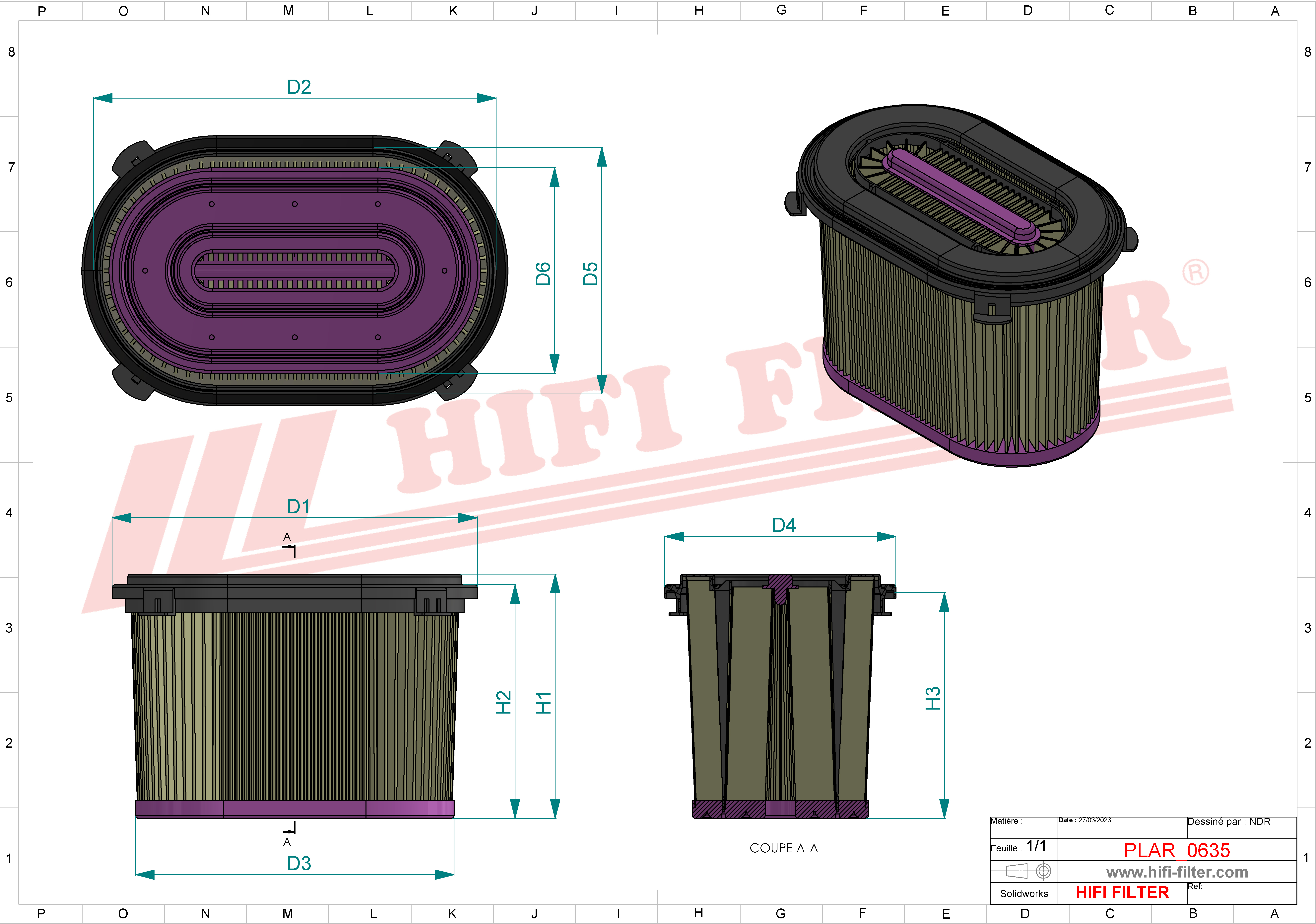 Schema tecnico Filtro aria 001600388.0 per trattori e macchine agricole
