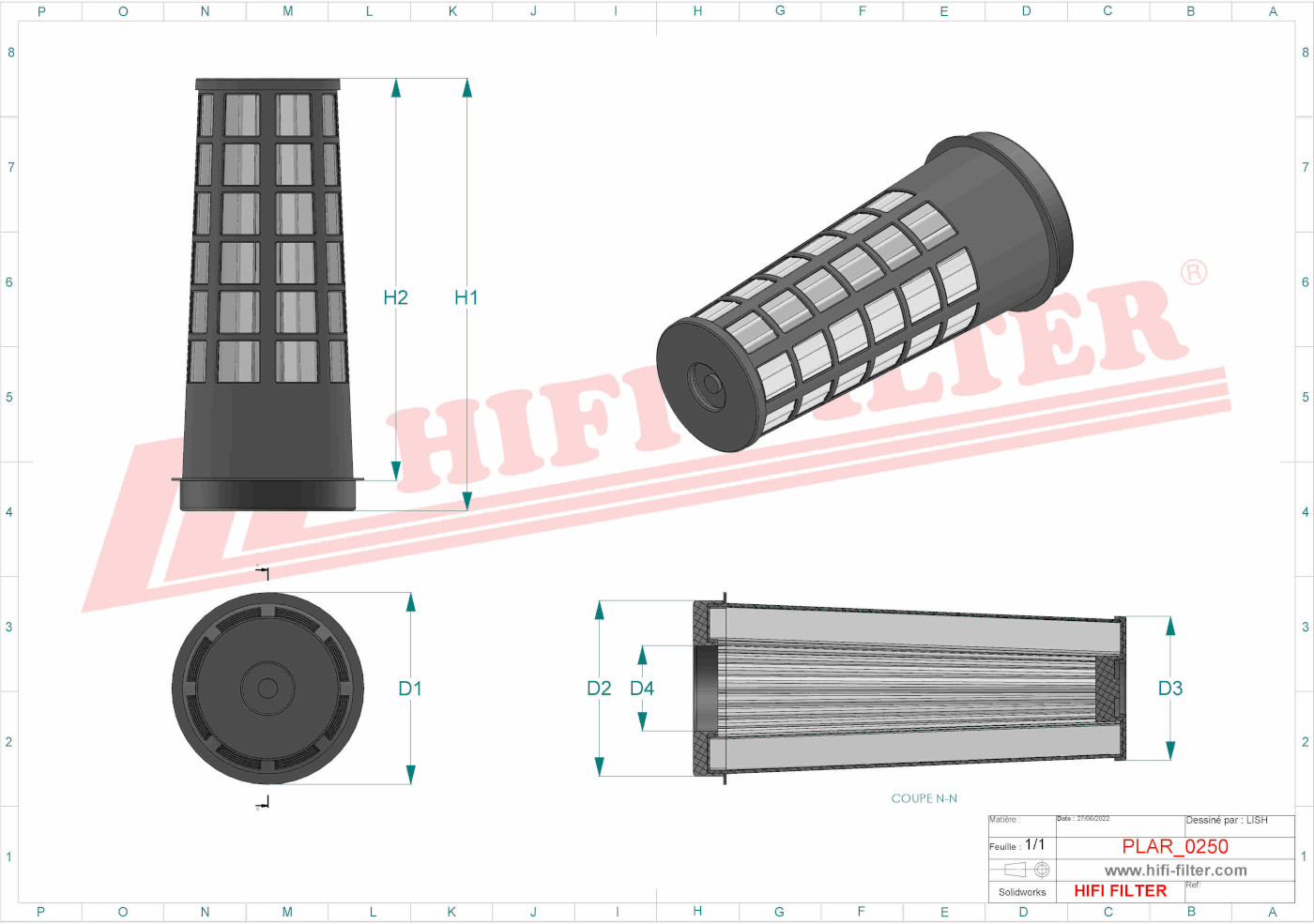 Schema tecnico Filtro aria