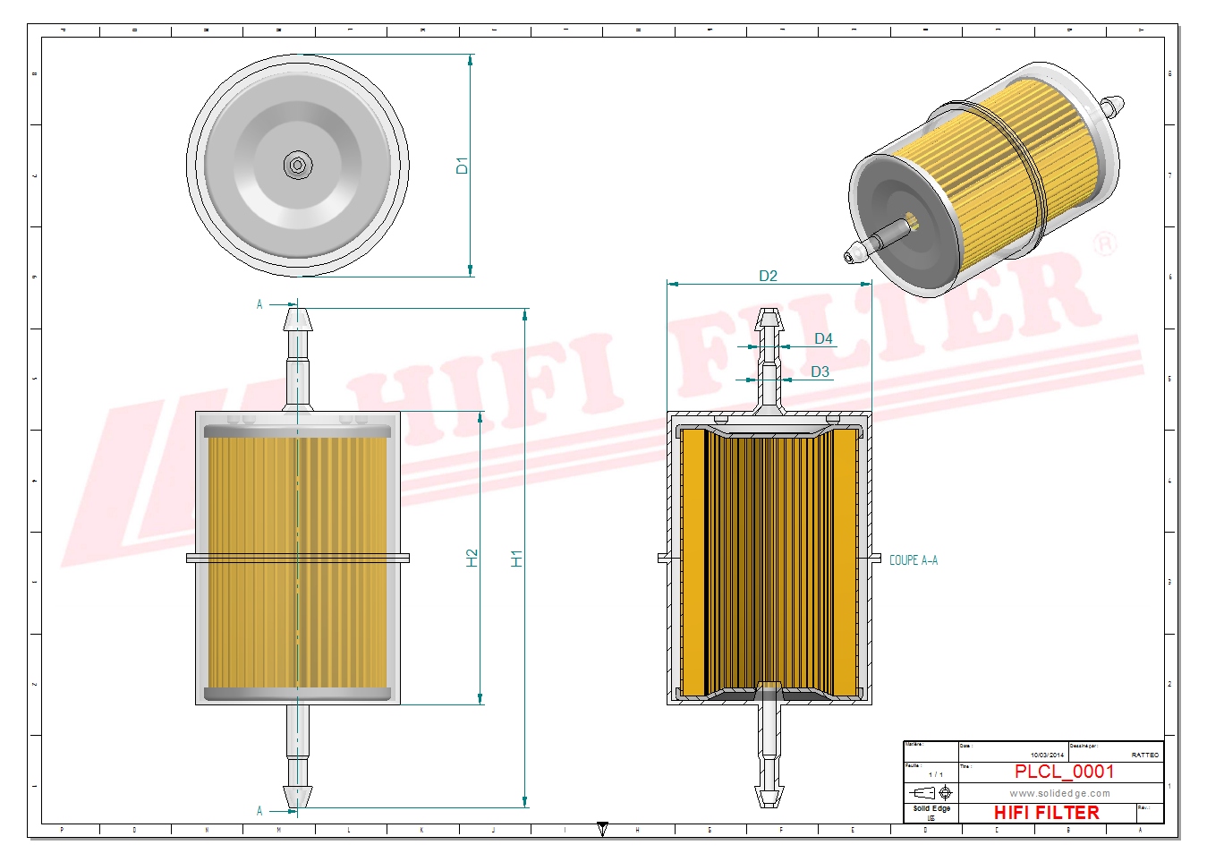 Schema tecnico Filtro carburante 000026 per trattori e macchine agricole