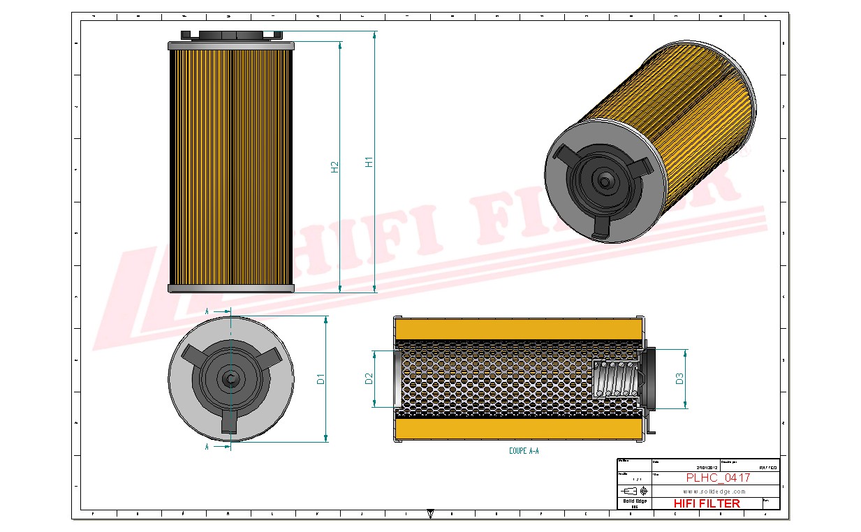Schema tecnico Filtro olio