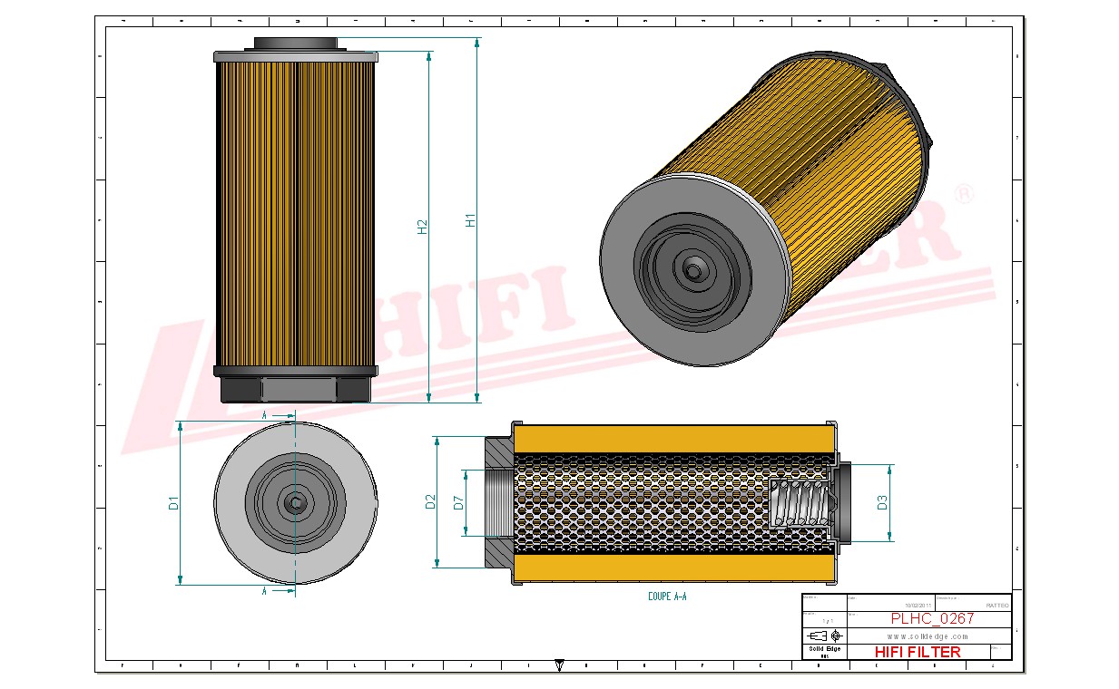 Schema tecnico Filtro olio