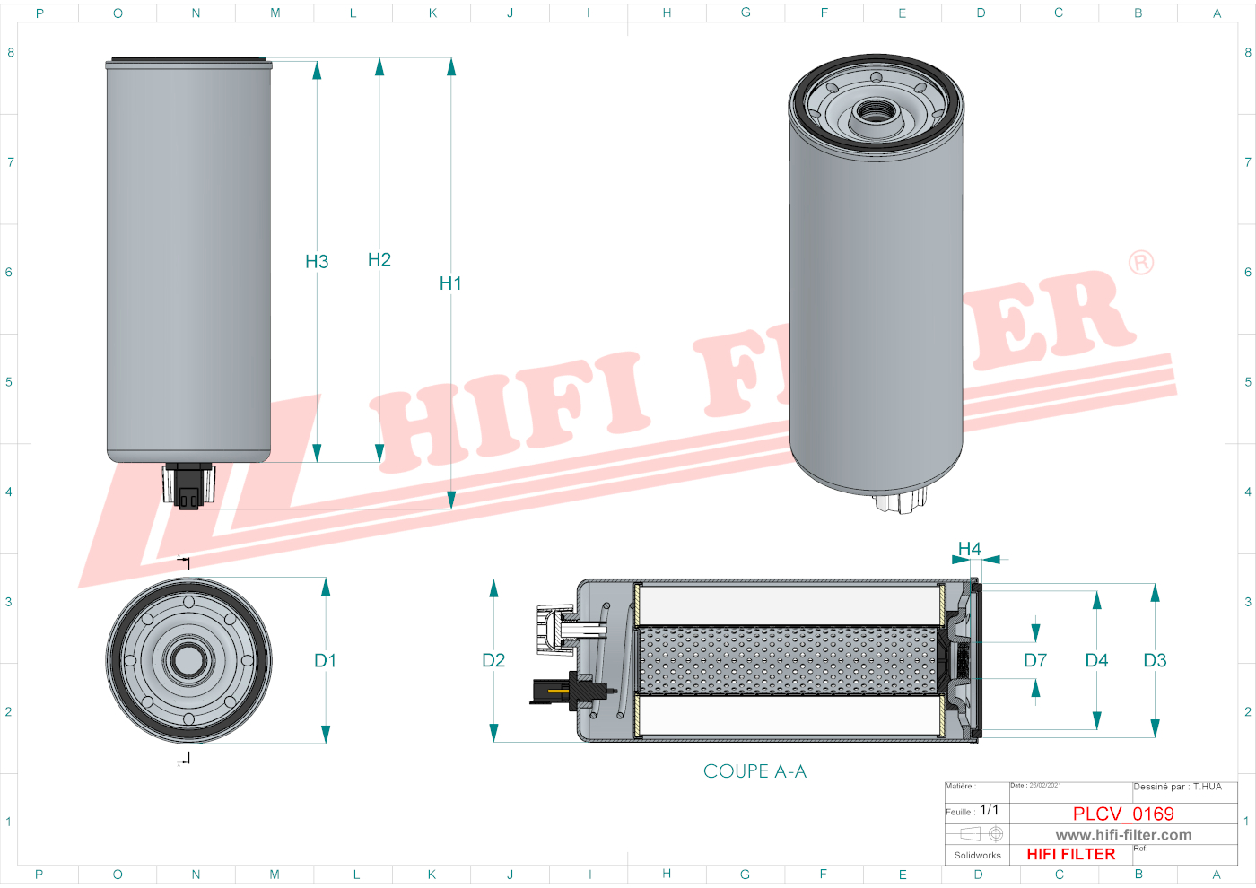 Schema tecnico Filtro carburante P55-0668 per trattori e macchine agricole