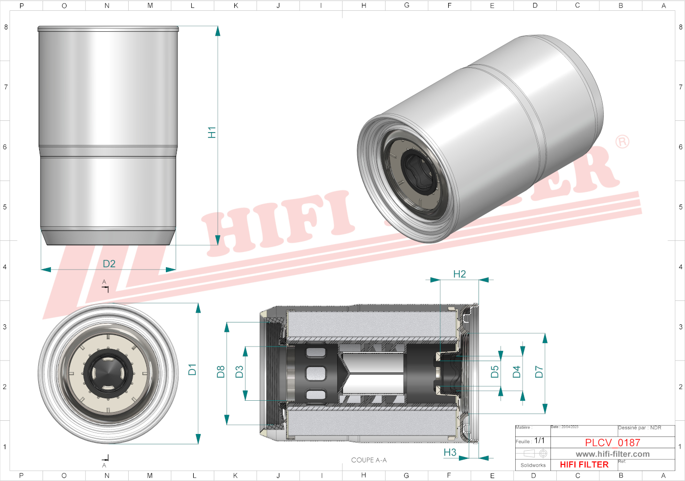 Schema tecnico Prefiltro aria