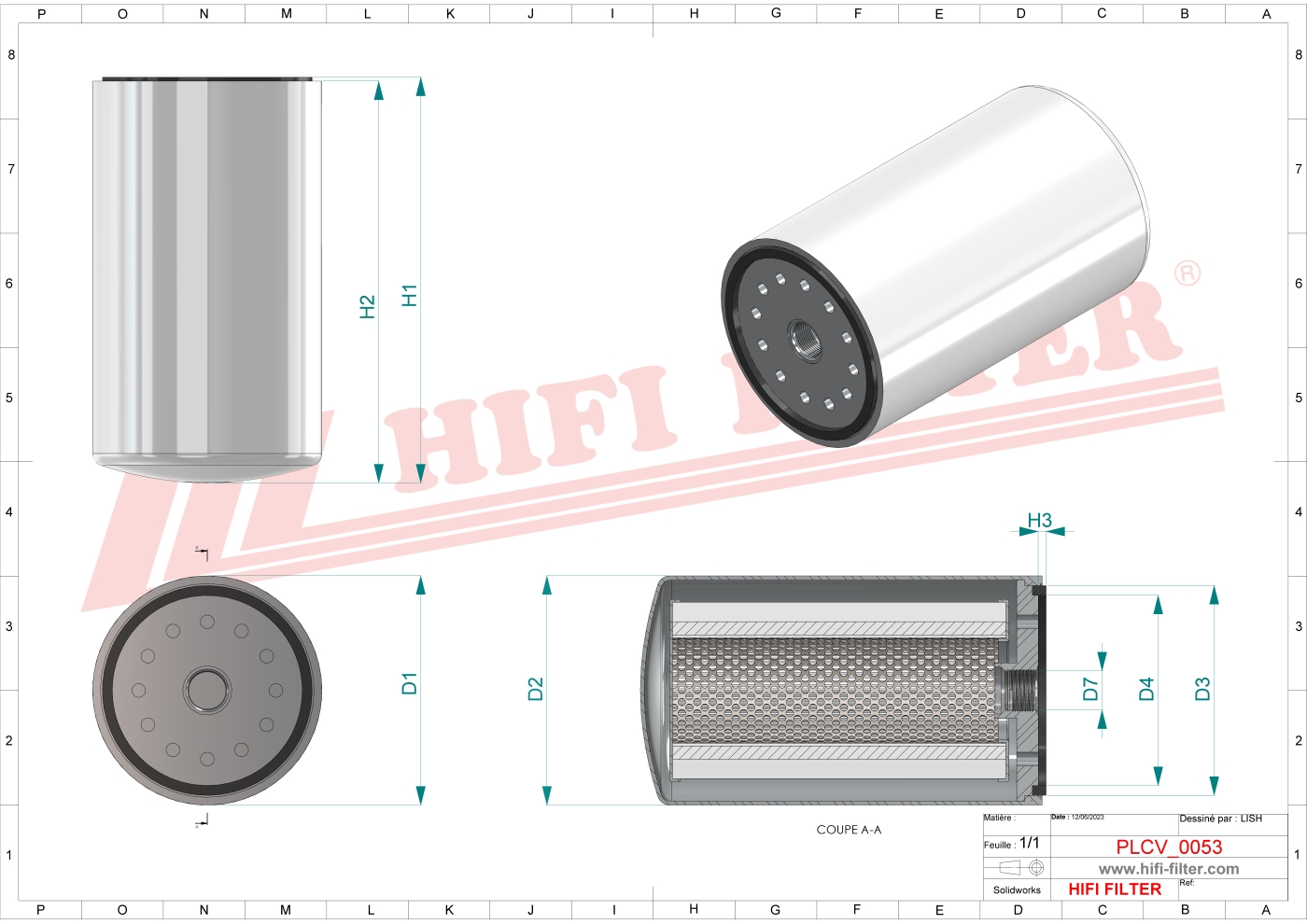 Schema tecnico Filtro carburante