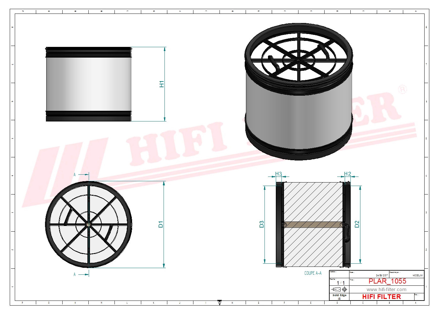 Schema tecnico Filtro aria