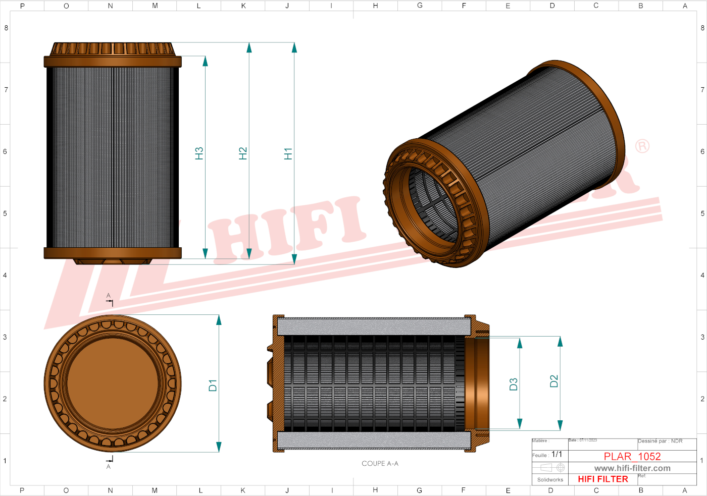 Schema tecnico Filtro aria