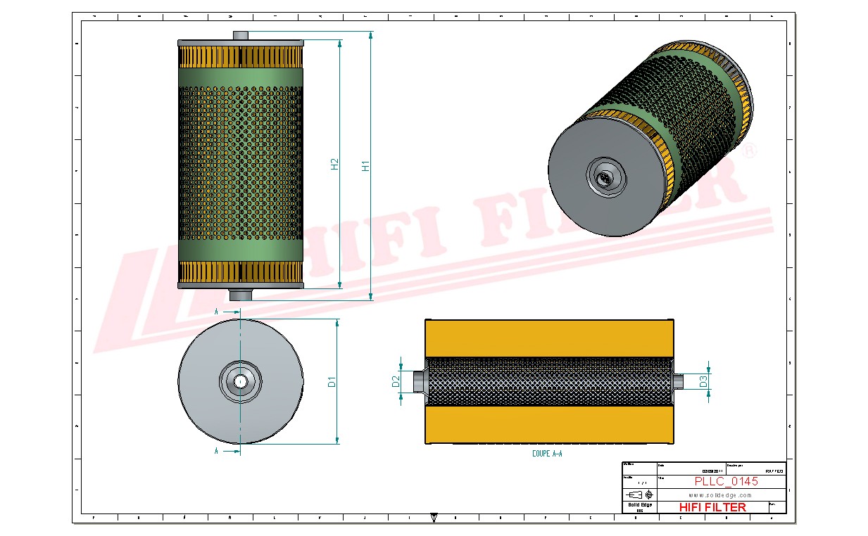 Schema tecnico Filtro olio