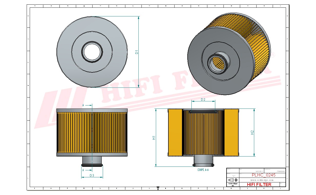 Schema tecnico Filtro olio