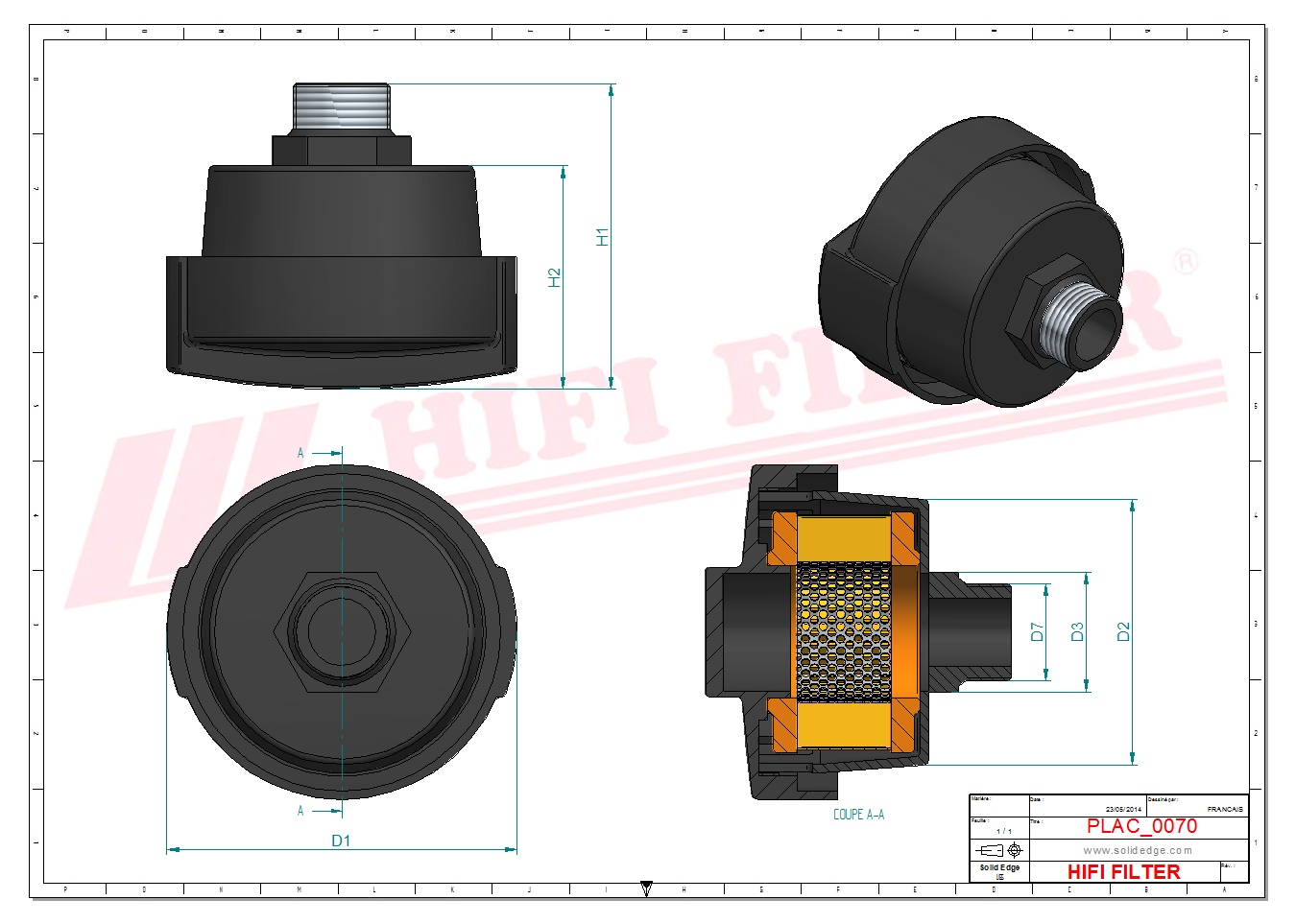Schema tecnico Filtro Di Aerazione F076439 per trattori e macchine agricole