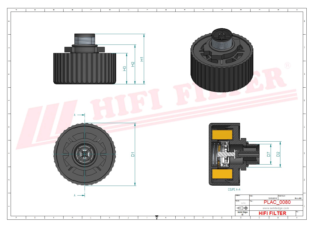 Schema tecnico Filtro aria