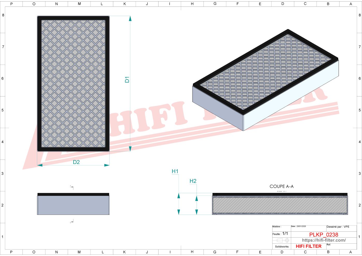 Schema tecnico Filtro abitacolo