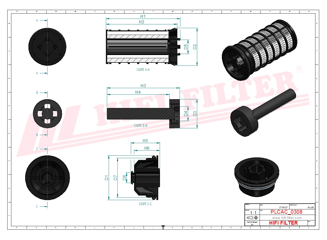 Schema tecnico Filtro Urea 1J508-19660 per trattori e macchine agricole