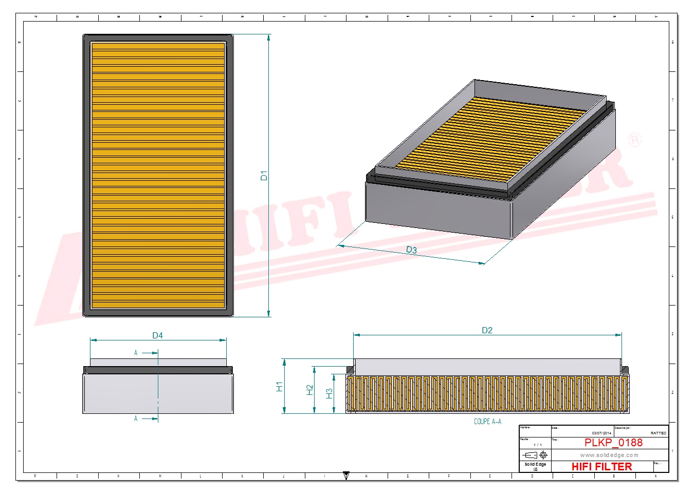 Schema tecnico Filtro abitacolo CU54192 per trattori e macchine agricole