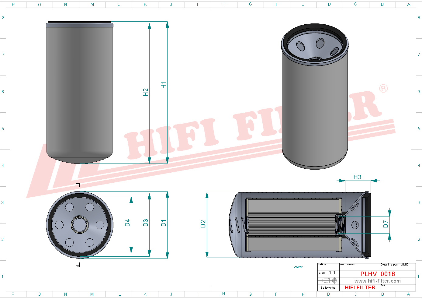 Schema tecnico Filtro idraulico AT120444 per trattori e macchine agricole