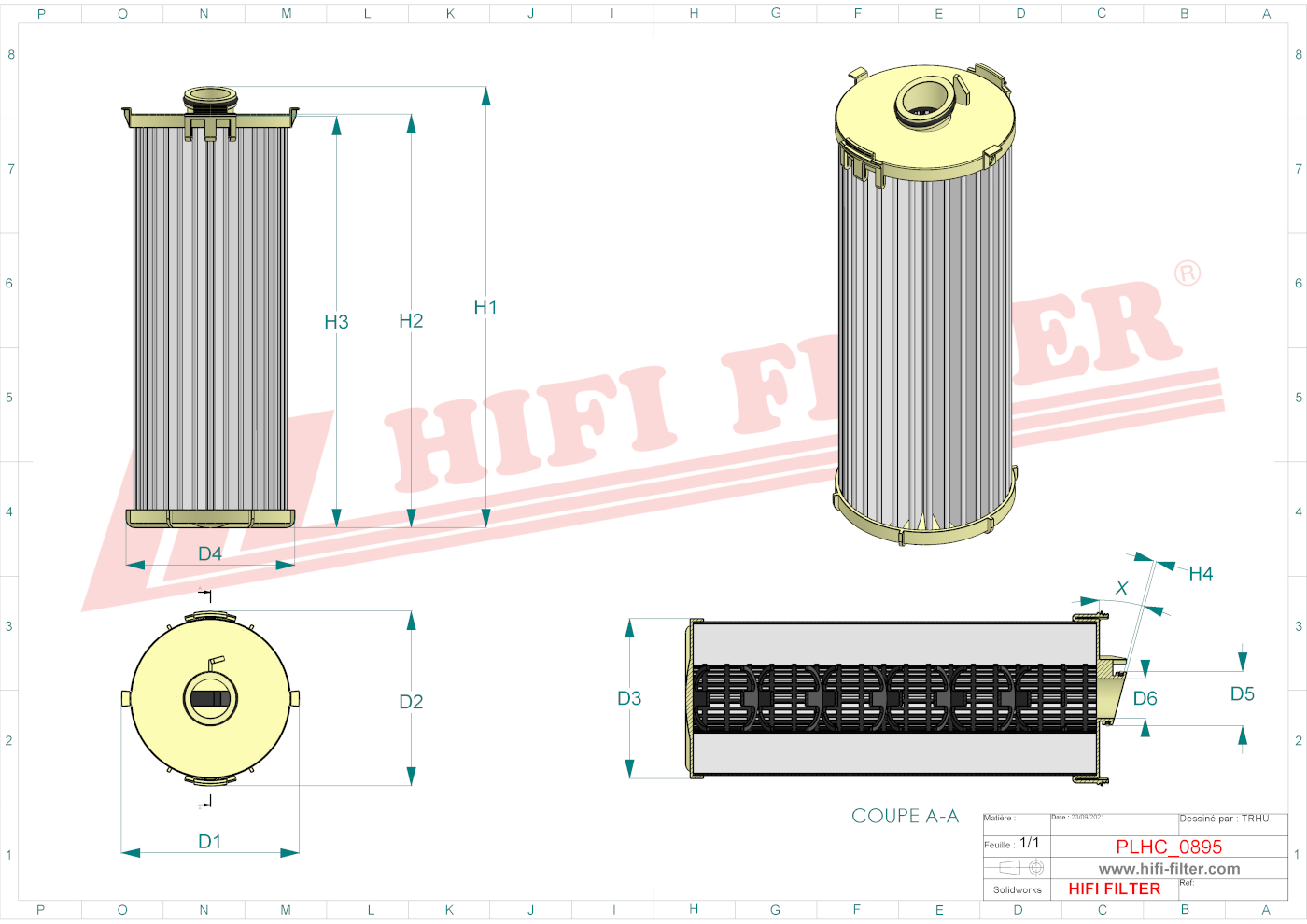 Schema tecnico Filtro idraulico 1200090231 per trattori e macchine agricole