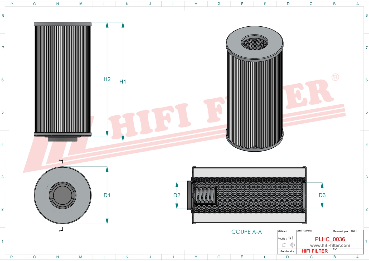 Schema tecnico Filtro olio