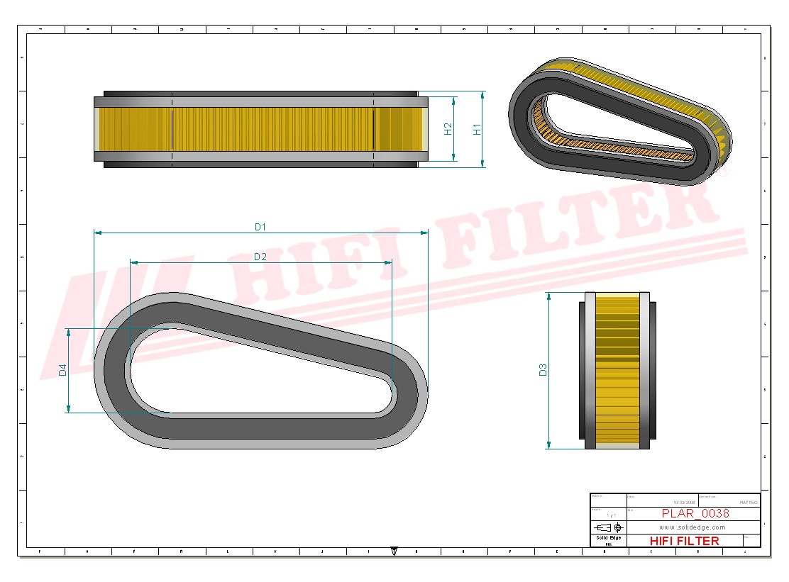 Schema tecnico Filtro aria