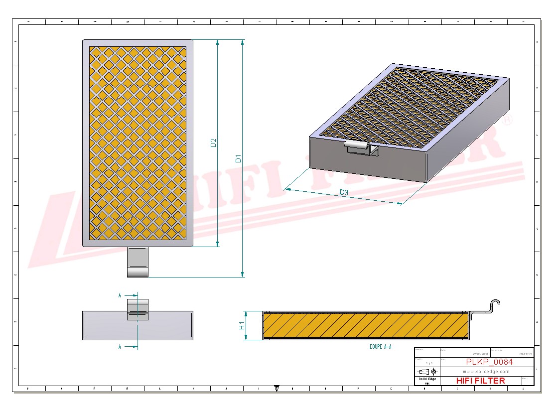 Schema tecnico Filtro abitacolo AFA4824 per trattori e macchine agricole
