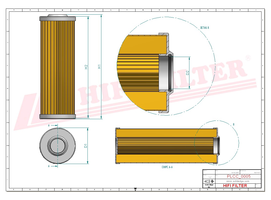 Schema tecnico Filtro carburante IF3450 per trattori e macchine agricole