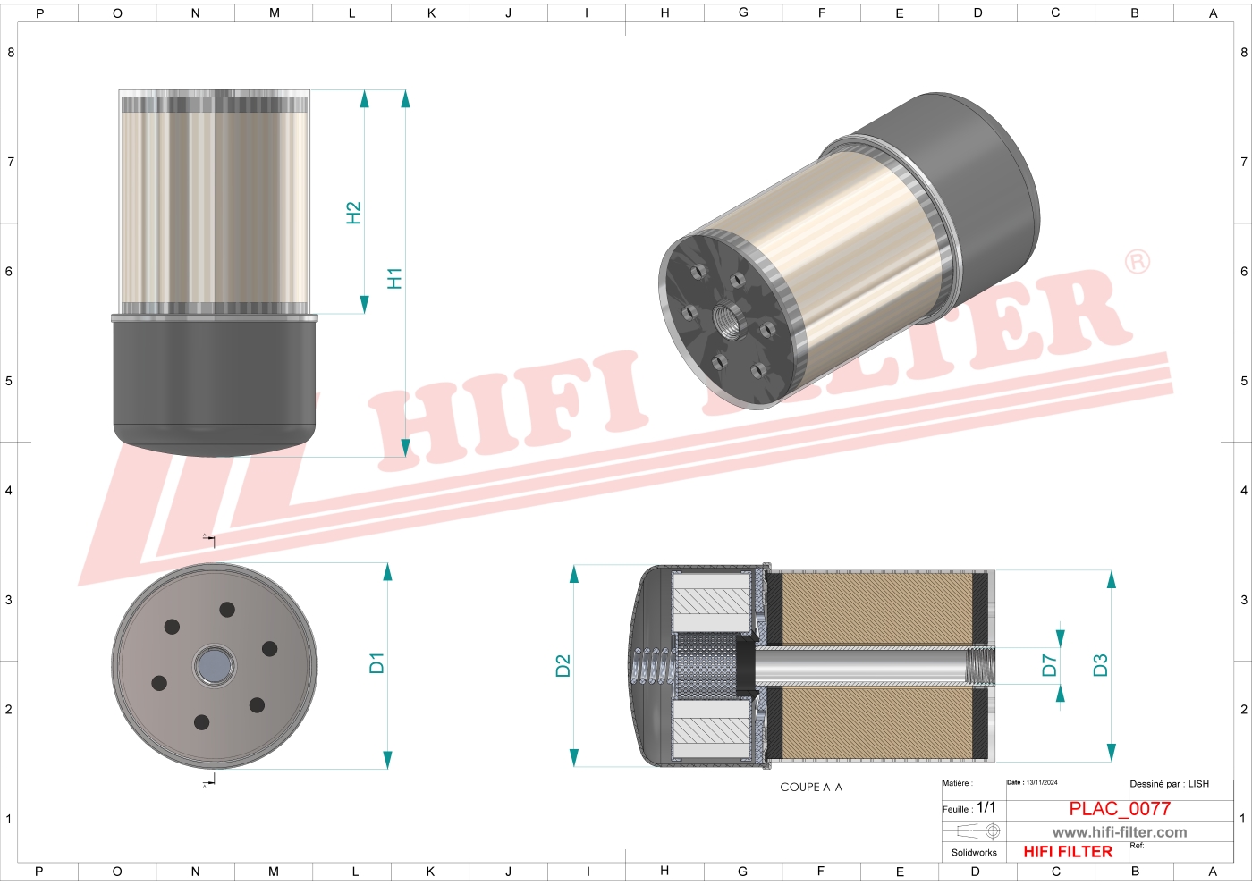 Schema tecnico Filtro aria