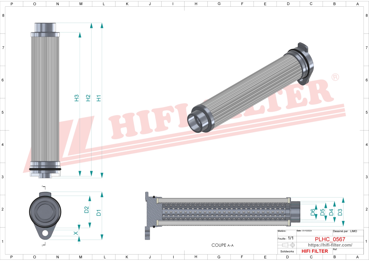 Schema tecnico Filtro olio