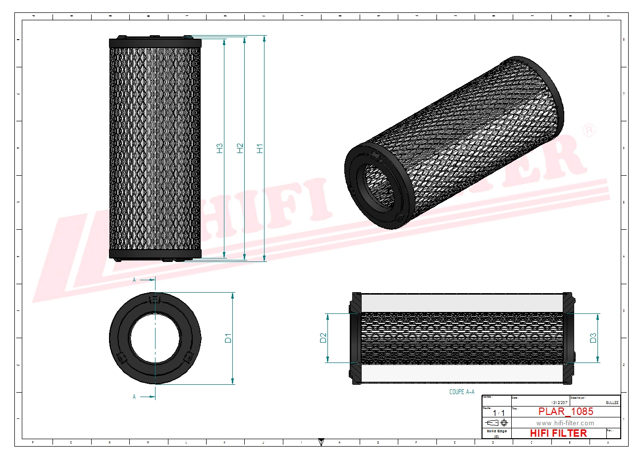 Schema tecnico Filtro aria