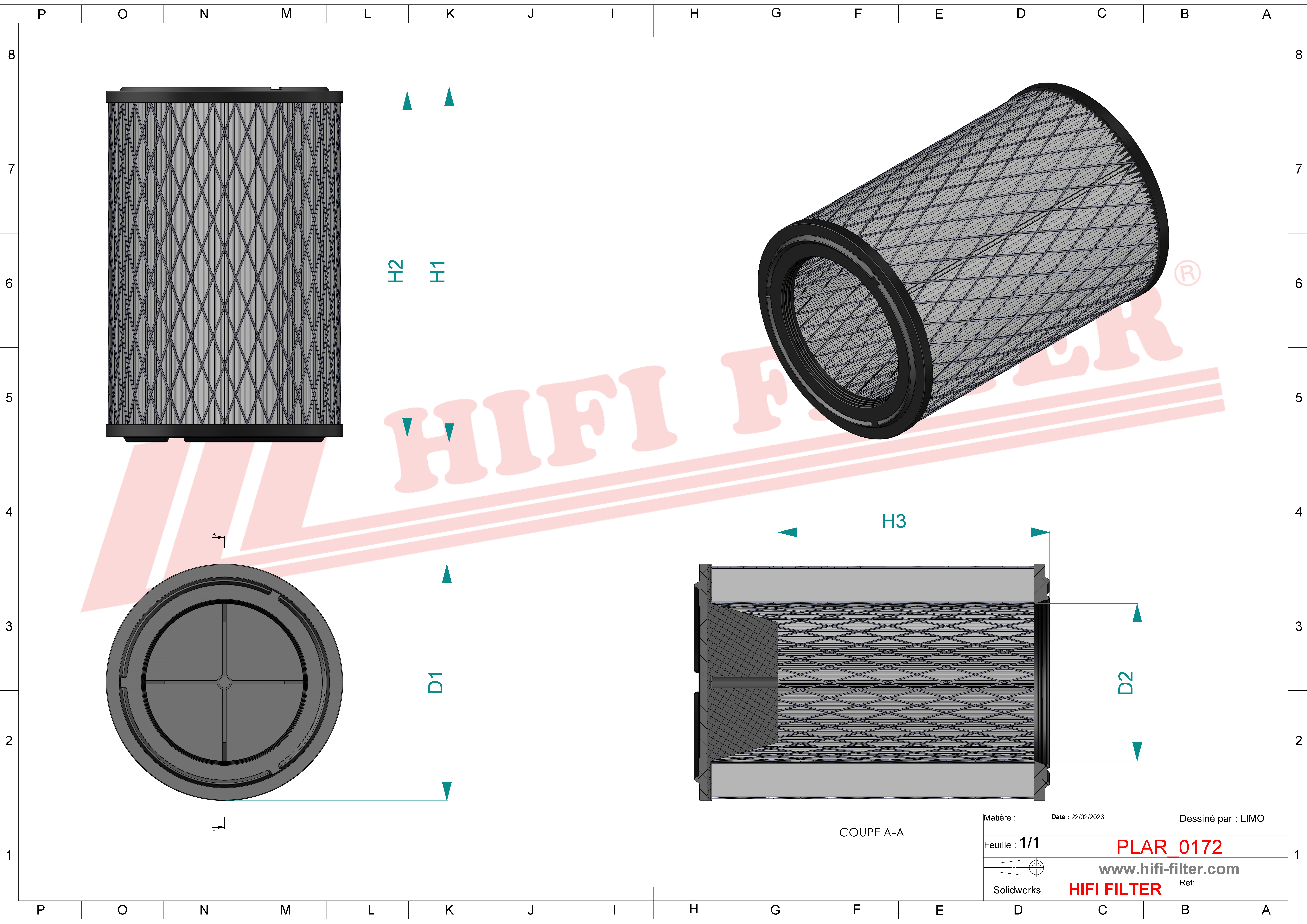 Schema tecnico Filtro aria