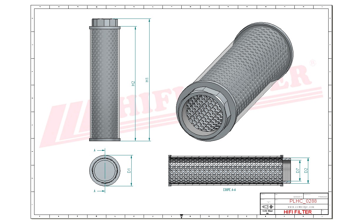 Schema tecnico Filtro olio