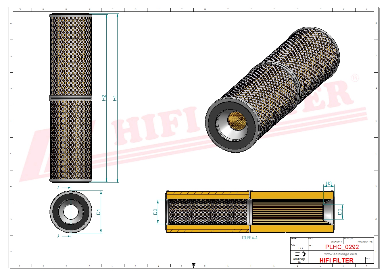 Schema tecnico Filtro olio