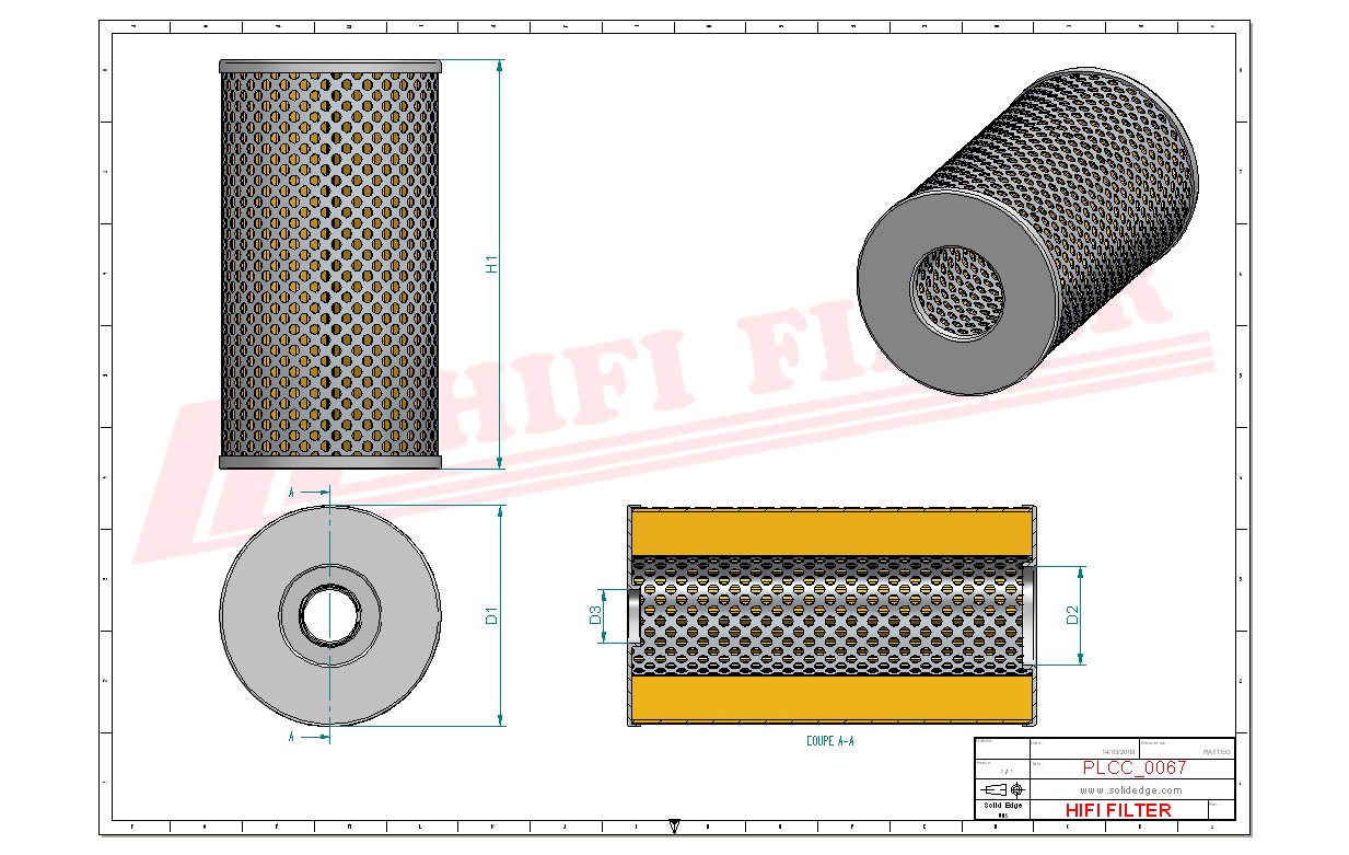 Schema tecnico Filtro carburante