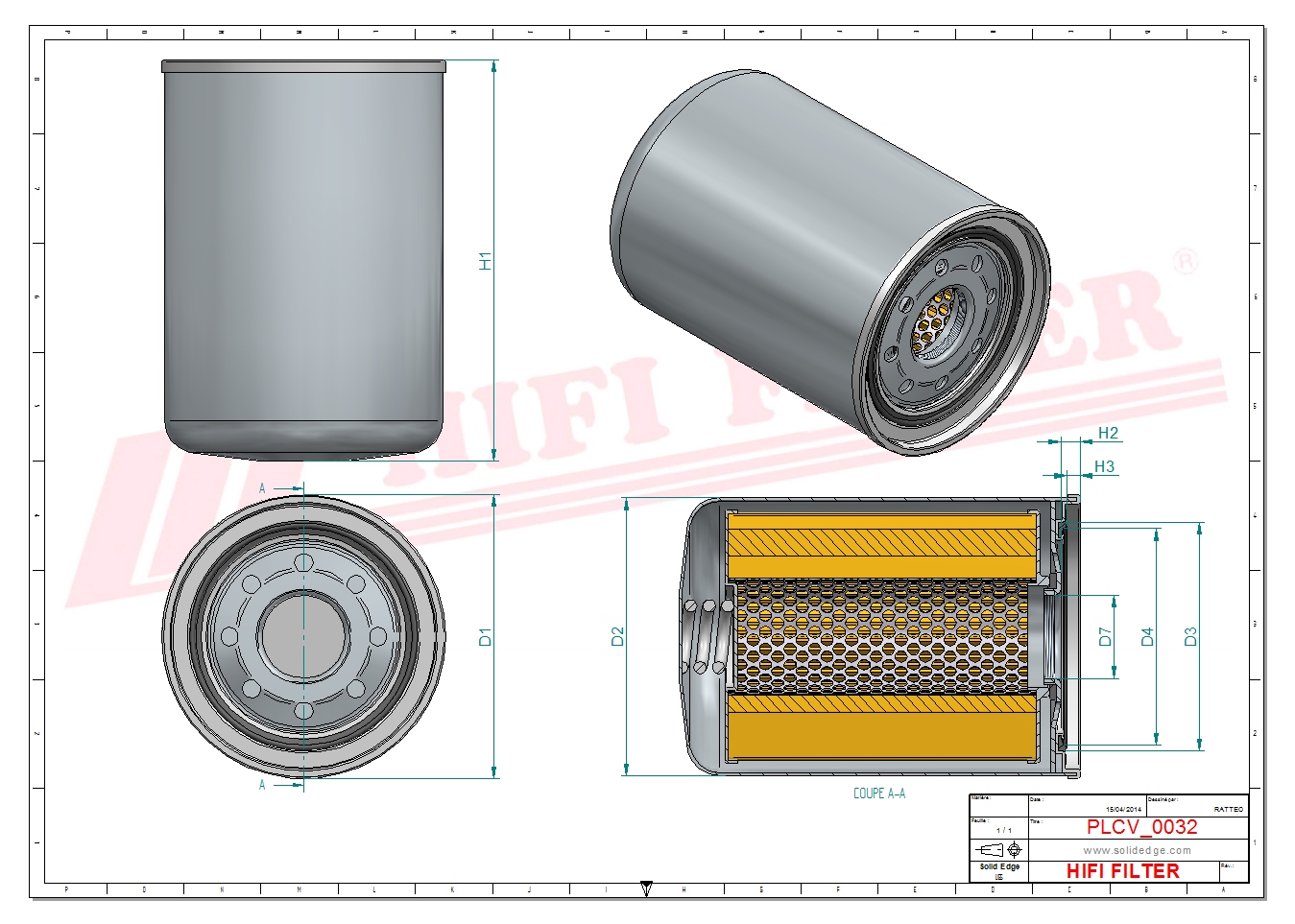 Schema tecnico Filtro carburante
