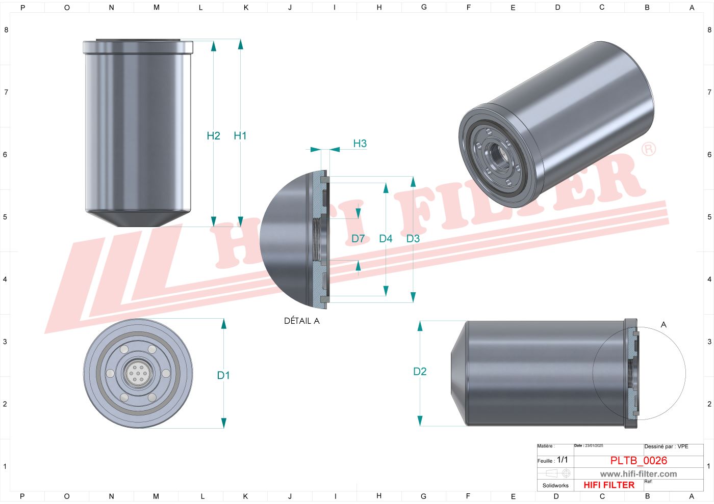 Schema tecnico Filtro aria