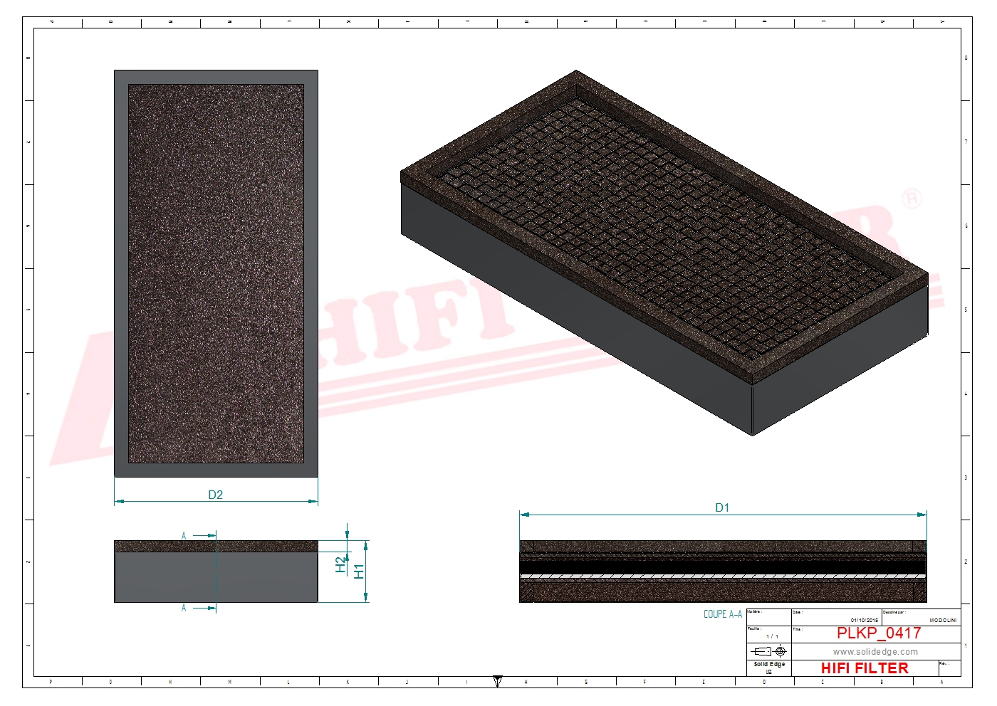 Schema tecnico Filtro abitacolo F063346 per trattori e macchine agricole