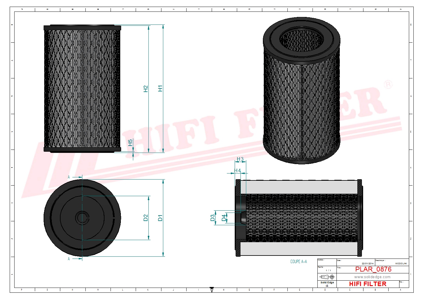 Schema tecnico Filtro aria
