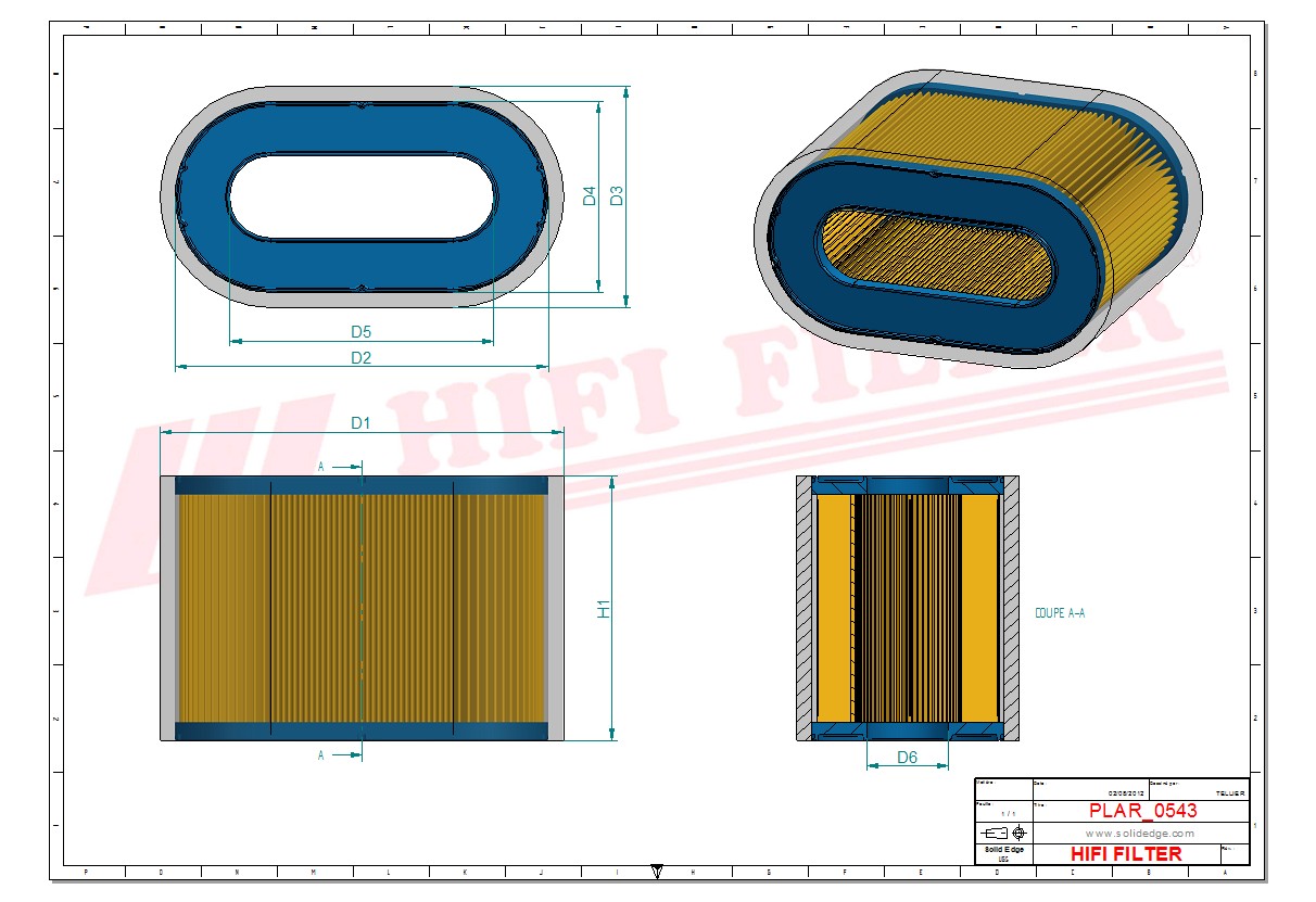 Schema tecnico Filtro aria 113178013 per trattori e macchine agricole