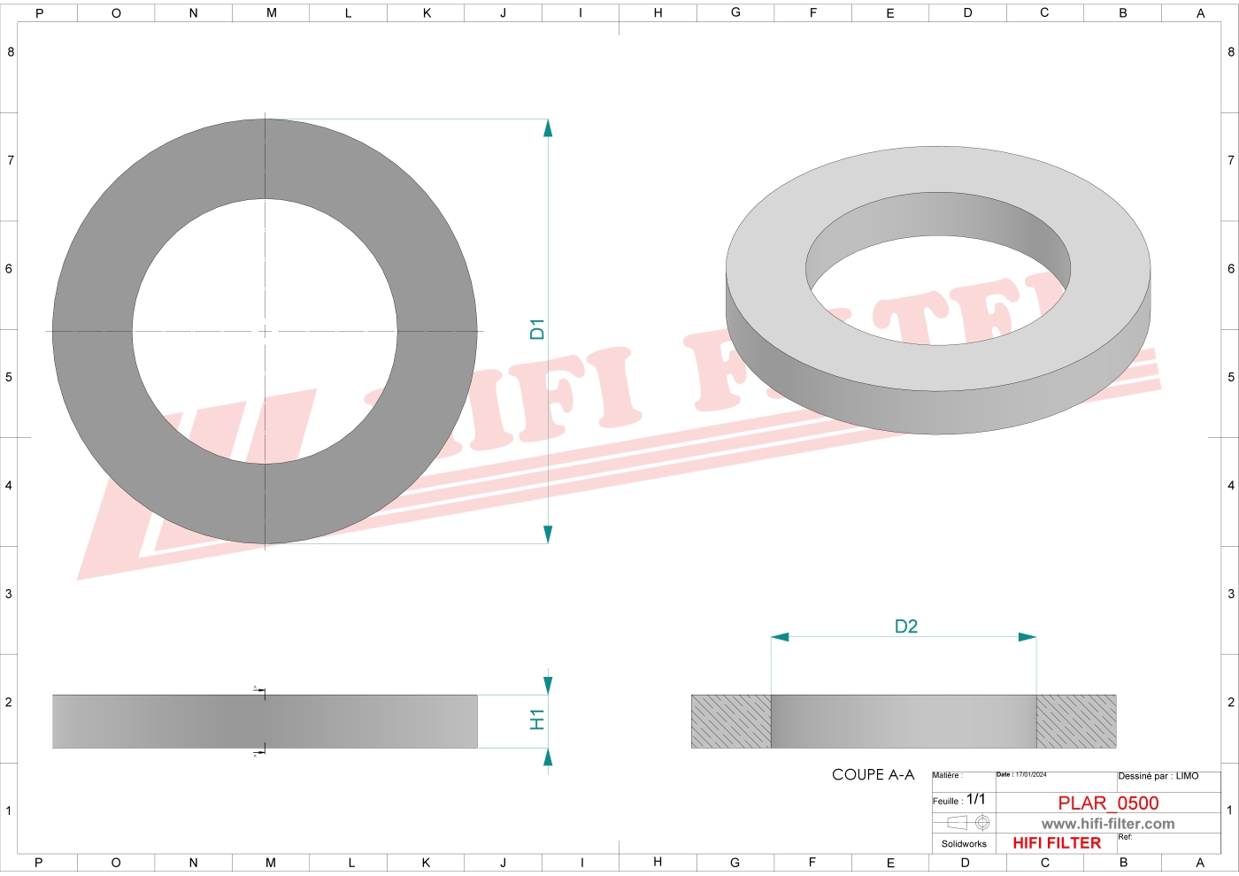Schema tecnico Filtro aria per trattori e macchine agricole