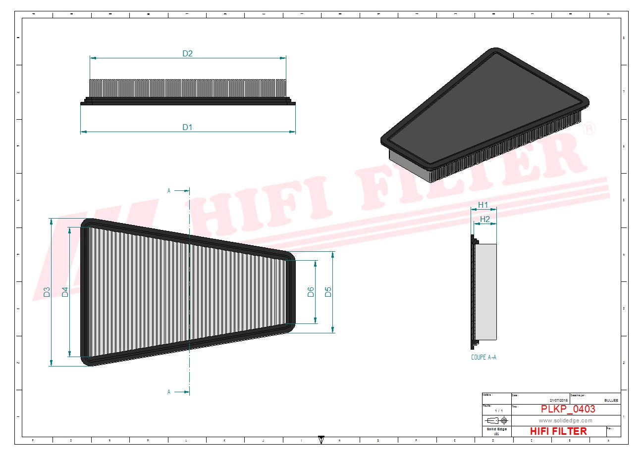 Schema tecnico Filtro abitacolo