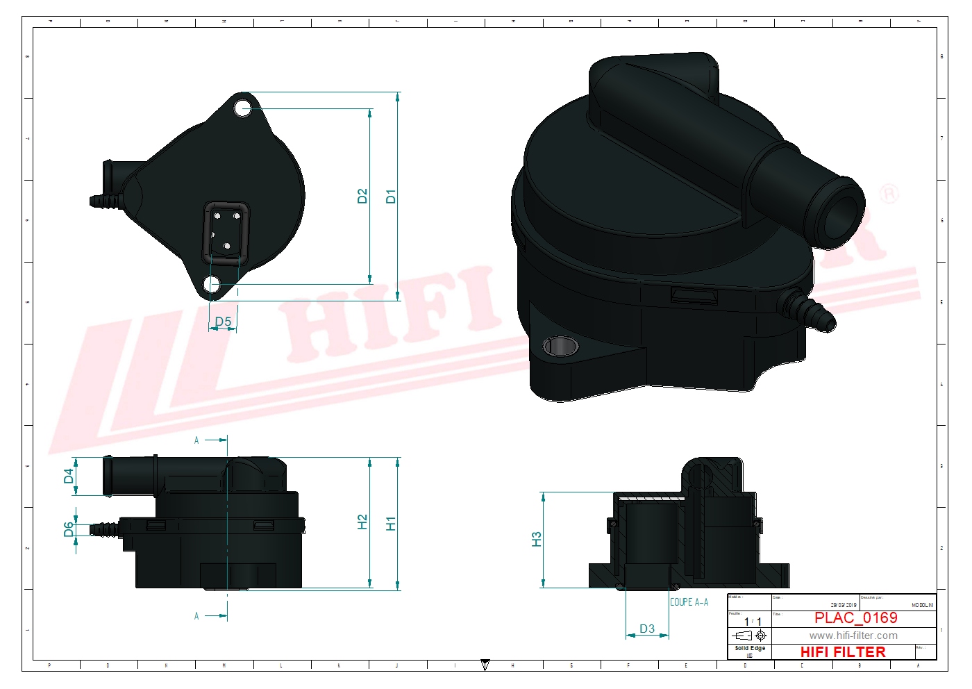 Schema tecnico Filtro aria