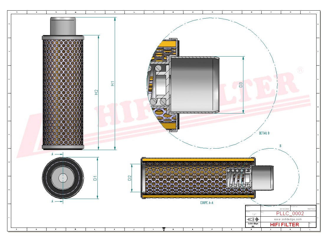 Schema tecnico Filtro olio