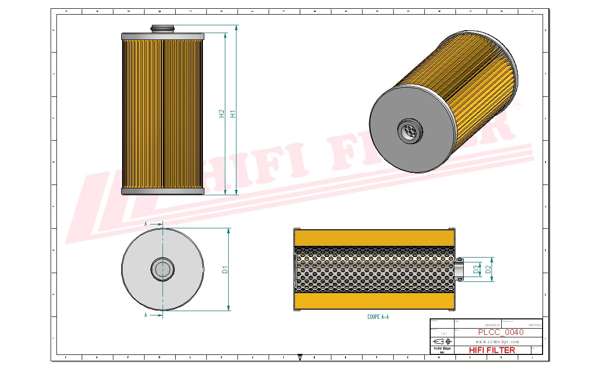 Schema tecnico Filtro carburante