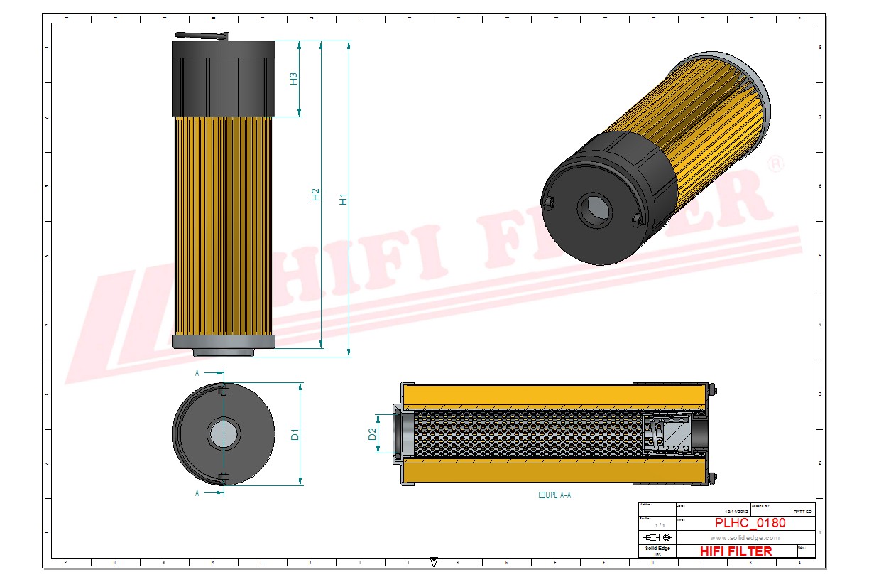 Schema tecnico Filtro olio