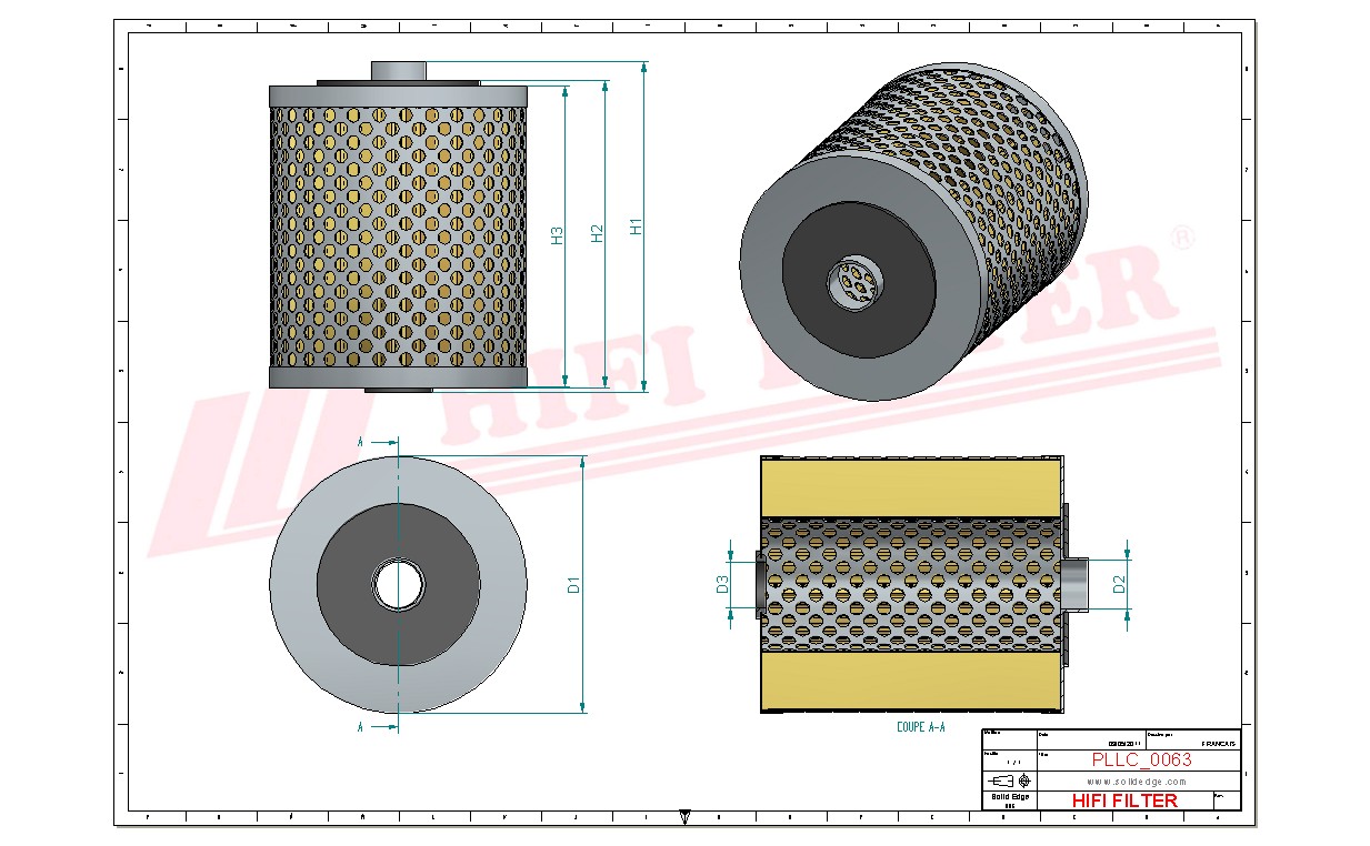 Schema tecnico Filtro olio