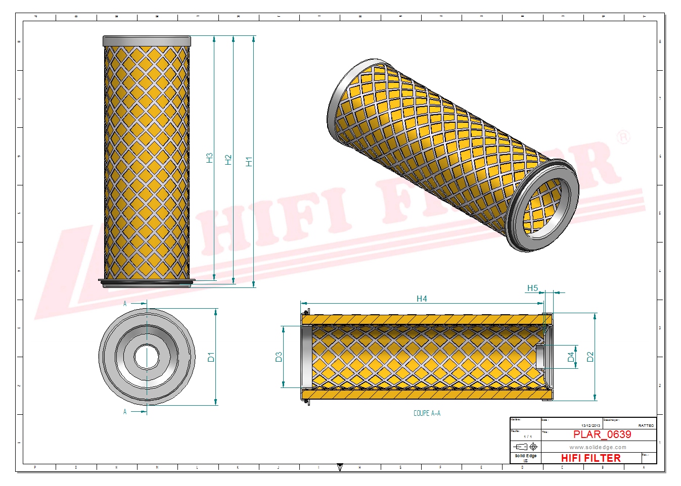 Schema tecnico Filtro aria