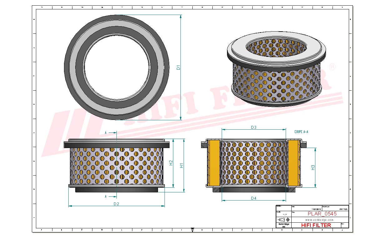 Schema tecnico Filtro aria