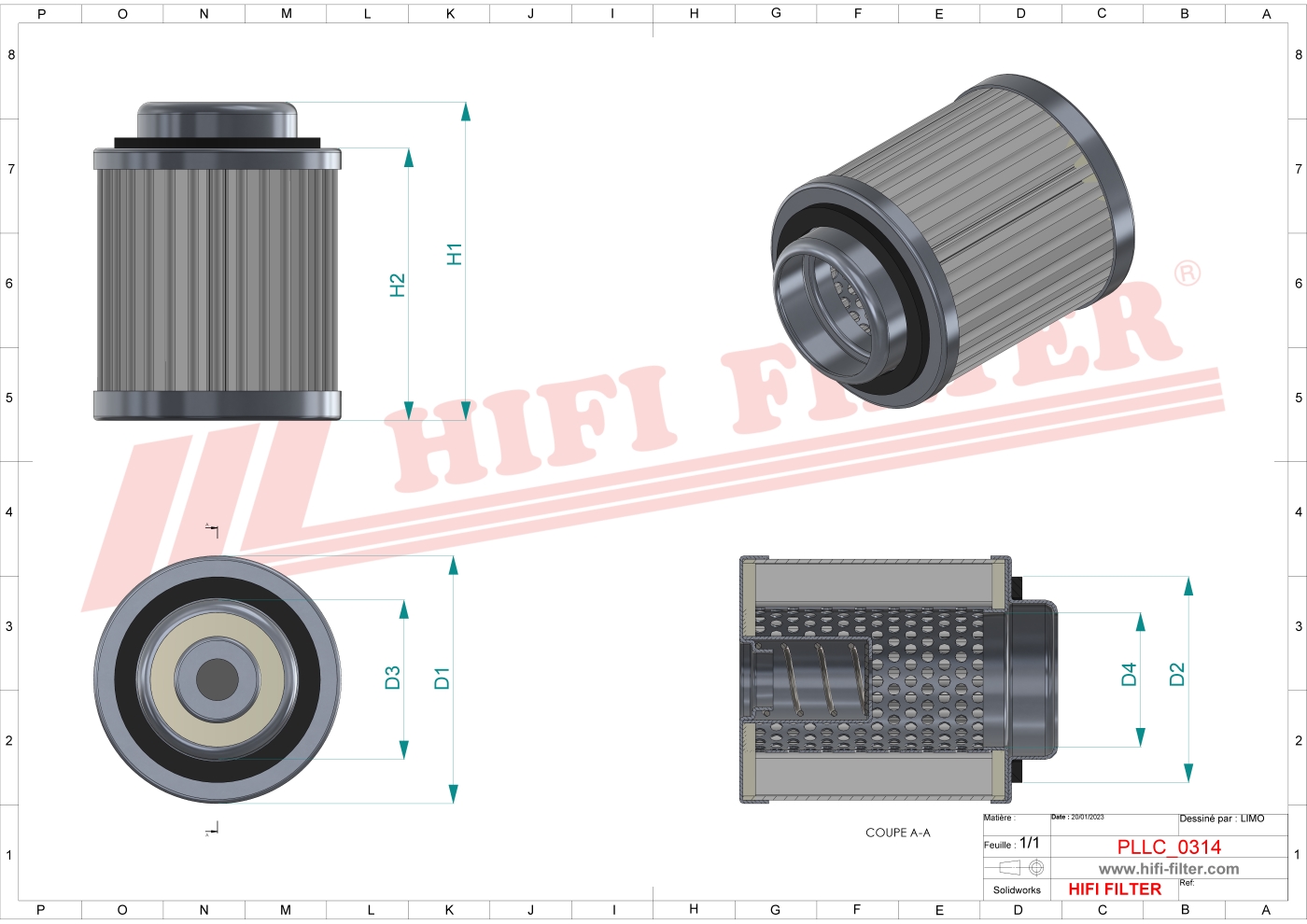 Schema tecnico Filtro olio