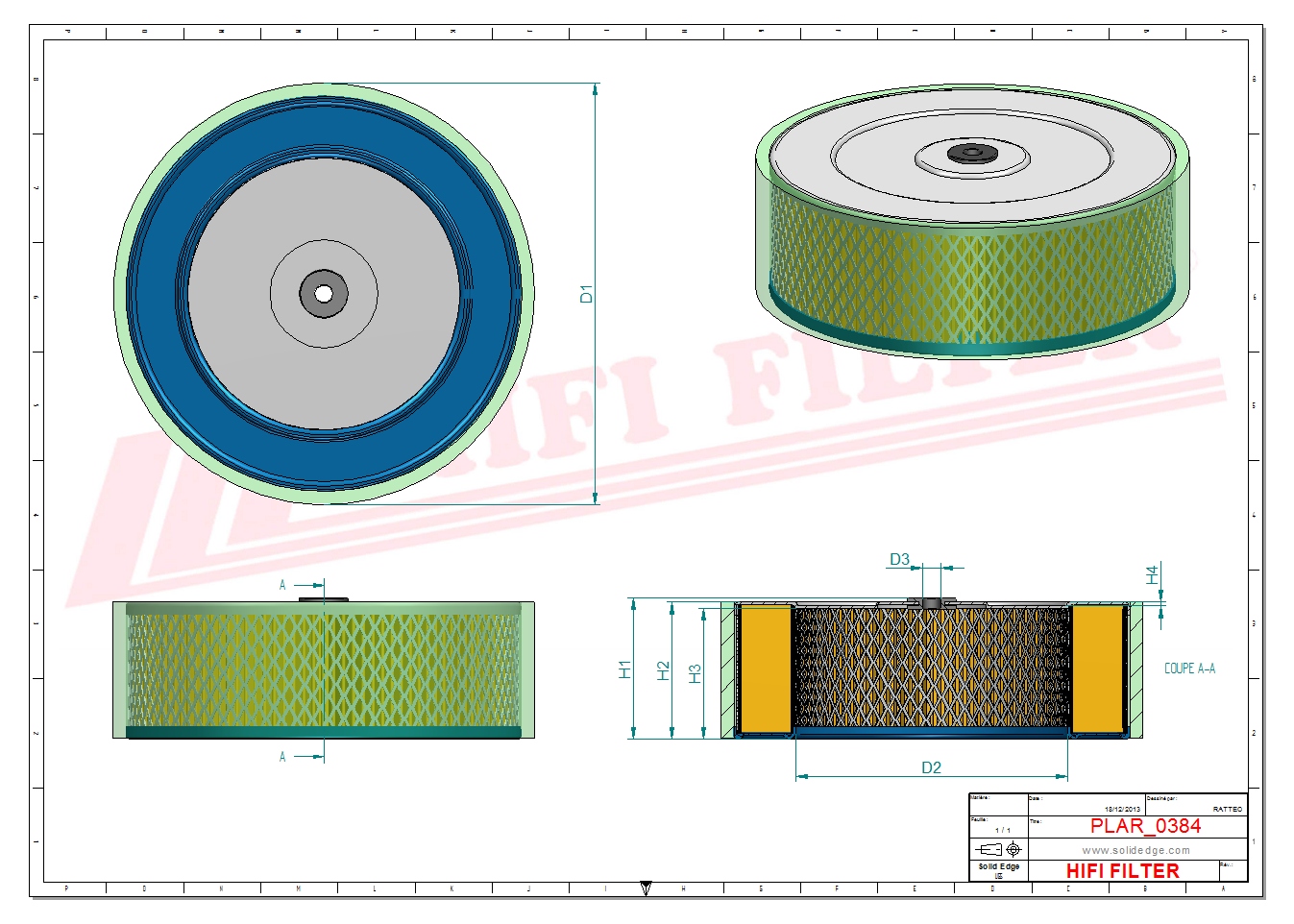 Schema tecnico Filtro aria