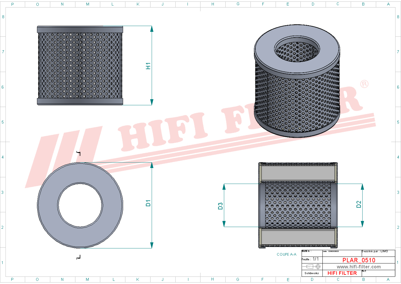 Schema tecnico Filtro aria