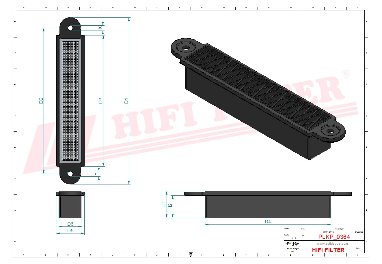 Schema tecnico Filtro abitacolo 1200504125 per trattori e macchine agricole