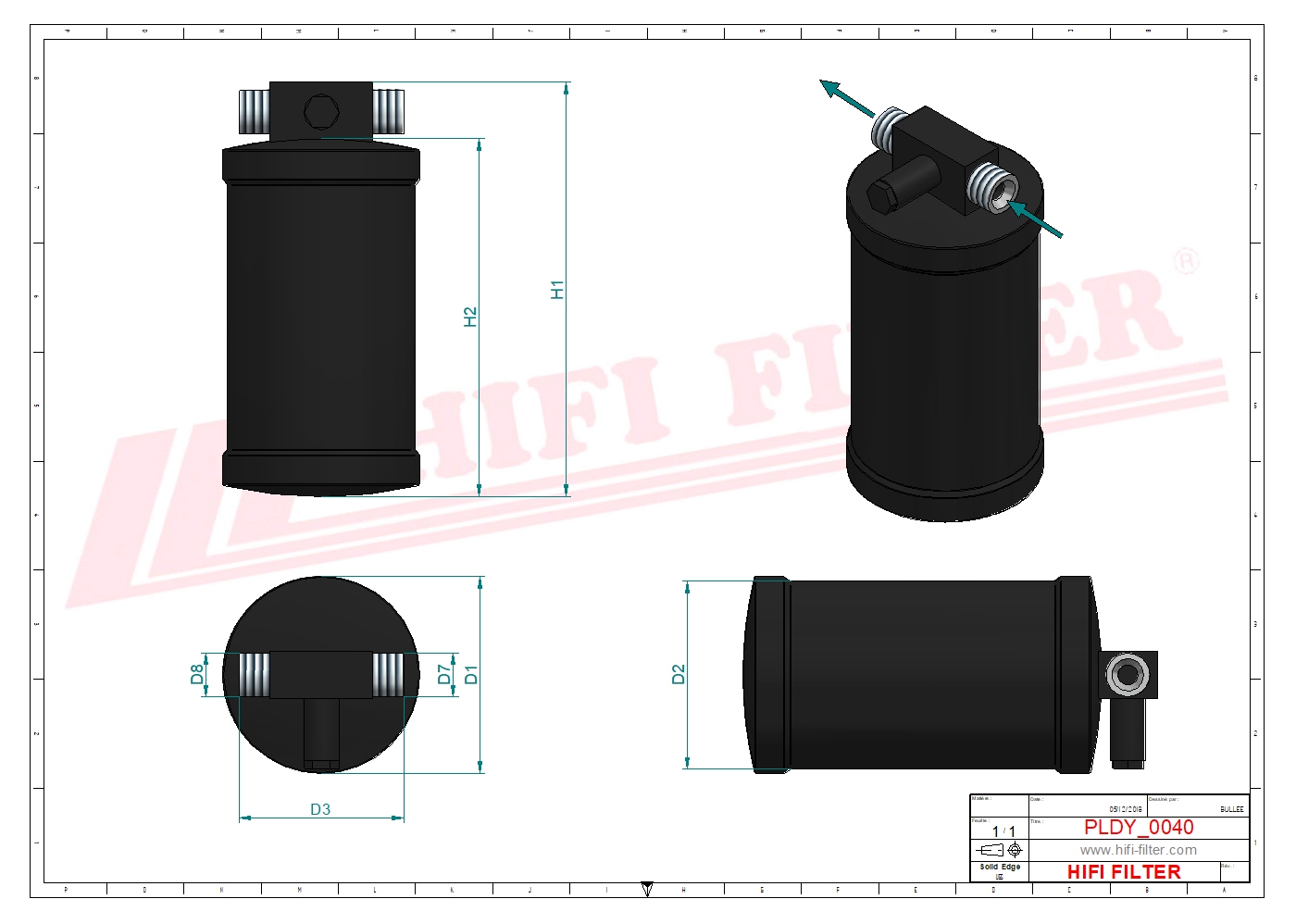 Schema tecnico Filtro carburante